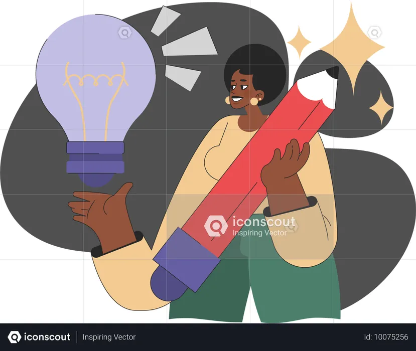 Businesswoman sharing innovative ideas in meeting  Illustration