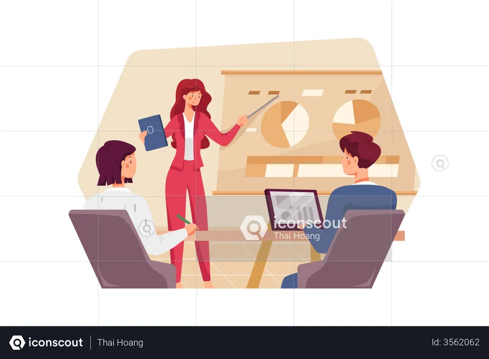 Businesswoman showing a presentation  Illustration