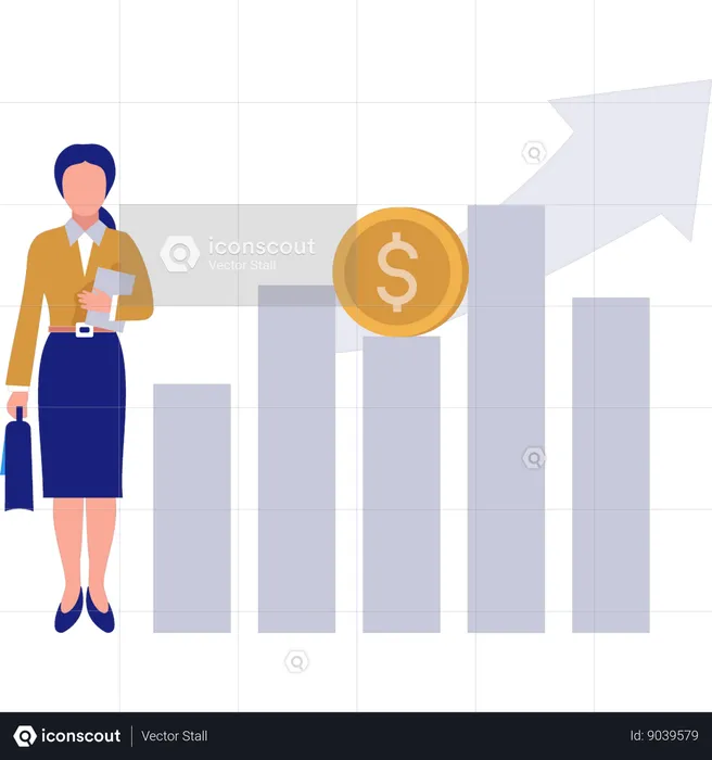 Businesswoman Showing Business Graph  Illustration