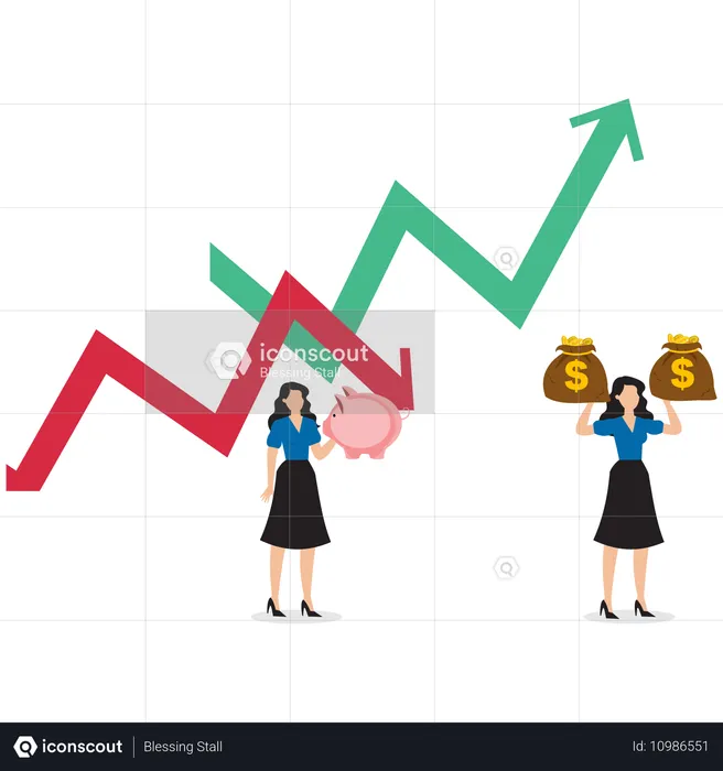 비즈니스 그래프를 보여주는 사업가  일러스트레이션