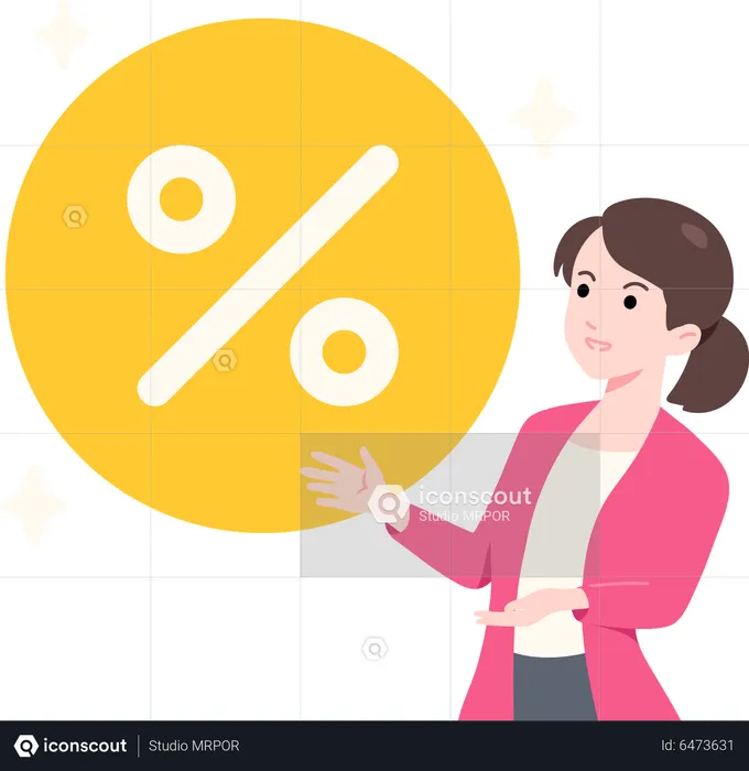 Businesswoman Showing Discount Badge  Illustration