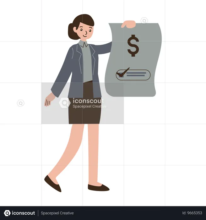 Businesswoman showing financial document  Illustration