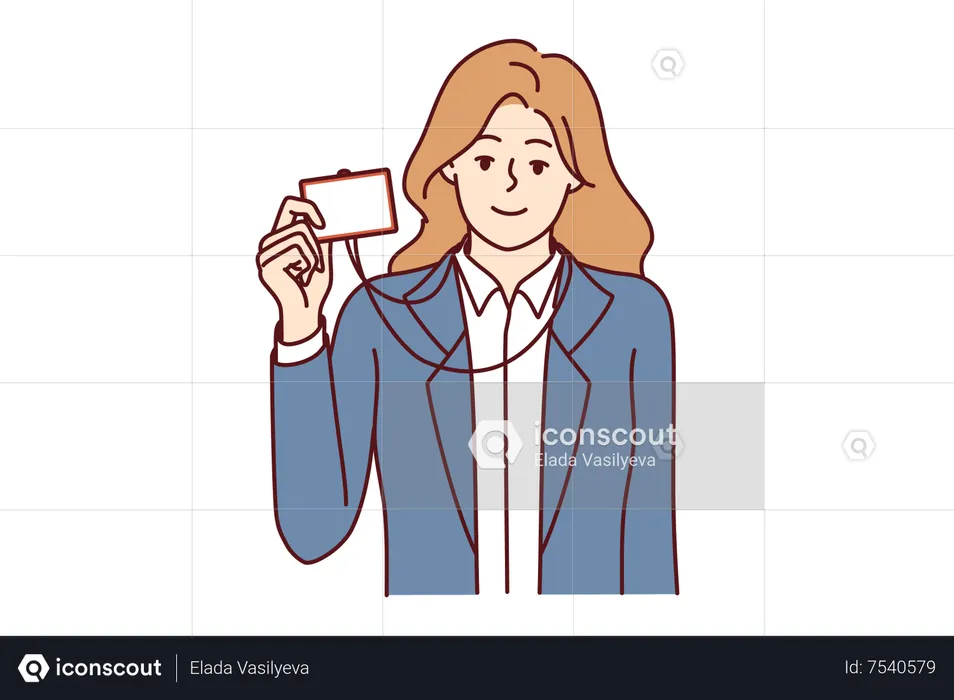 Businesswoman showing id card  Illustration