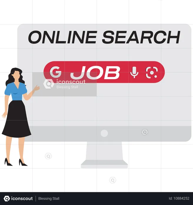 Businesswoman showing online search  Illustration