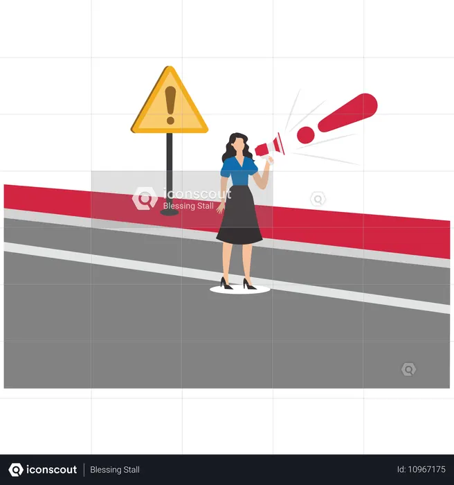 Businesswoman showing road danger  Illustration