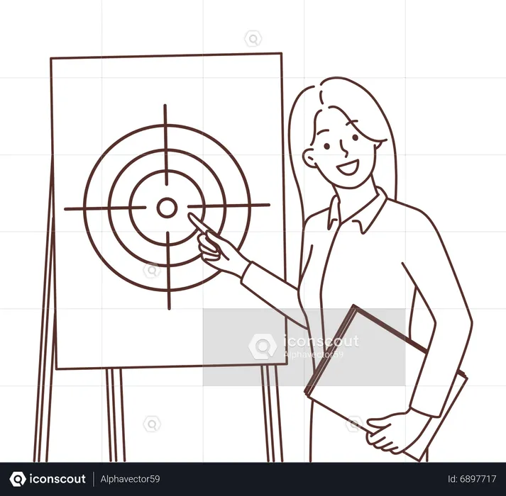 Businesswoman showing target on board  Illustration