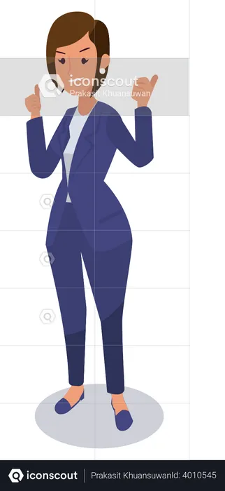 Businesswoman showing thumbs up  Illustration