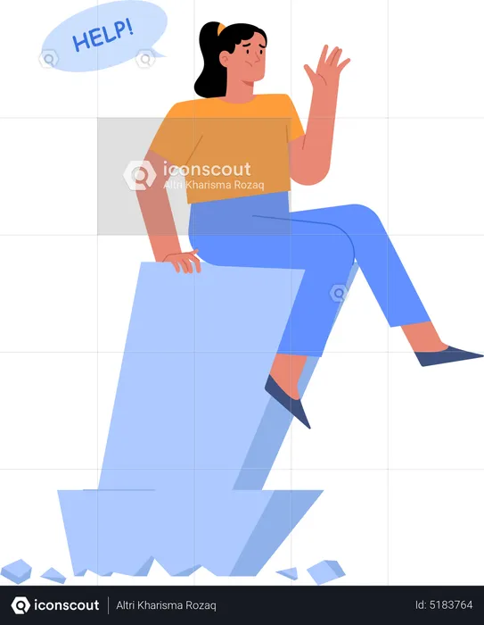 Businesswoman sitting on business bankruptcy  Illustration