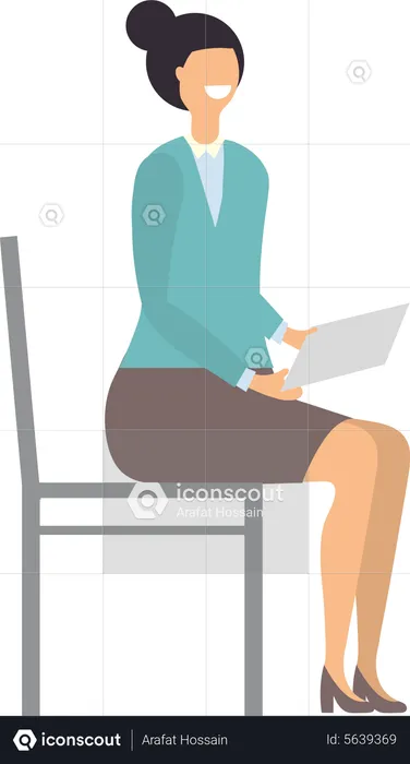 Businesswoman sitting on chair  Illustration
