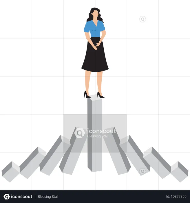 Businesswoman standing strong at time of recession  Illustration