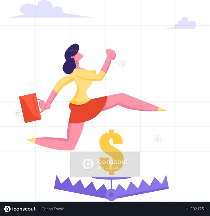 Businesswoman staying safe from business trap  Illustration