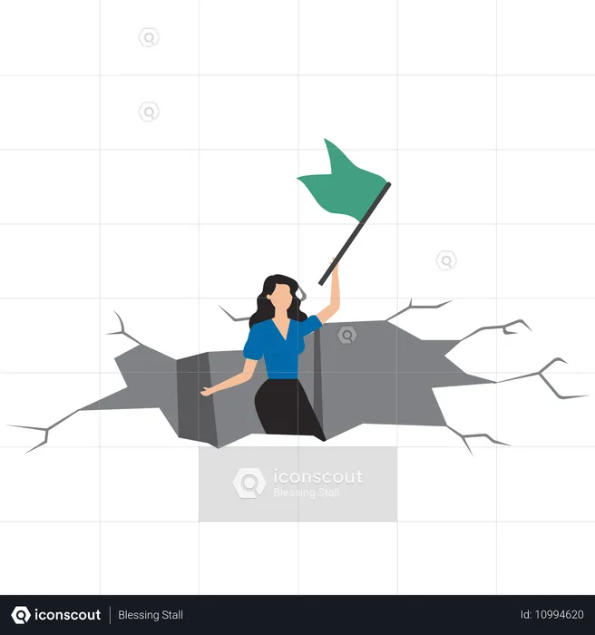 Businesswoman surrendering business  Illustration