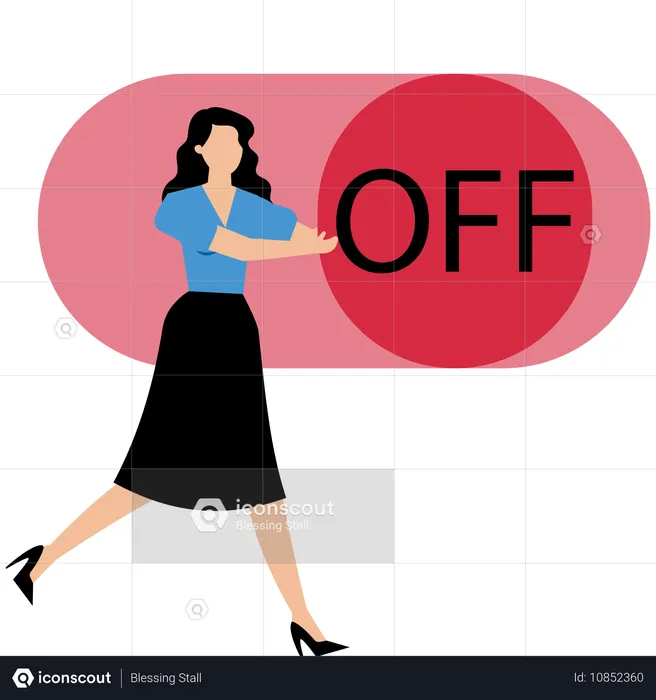 Businesswoman switching off business  Illustration