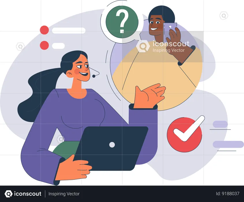 Businesswoman takes online interview of employee  Illustration