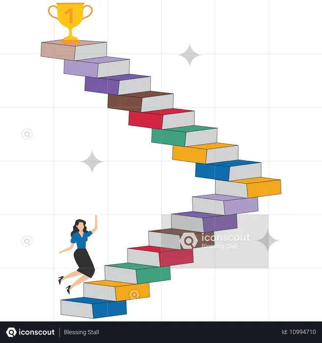 Businesswoman taking business knowledge  Illustration