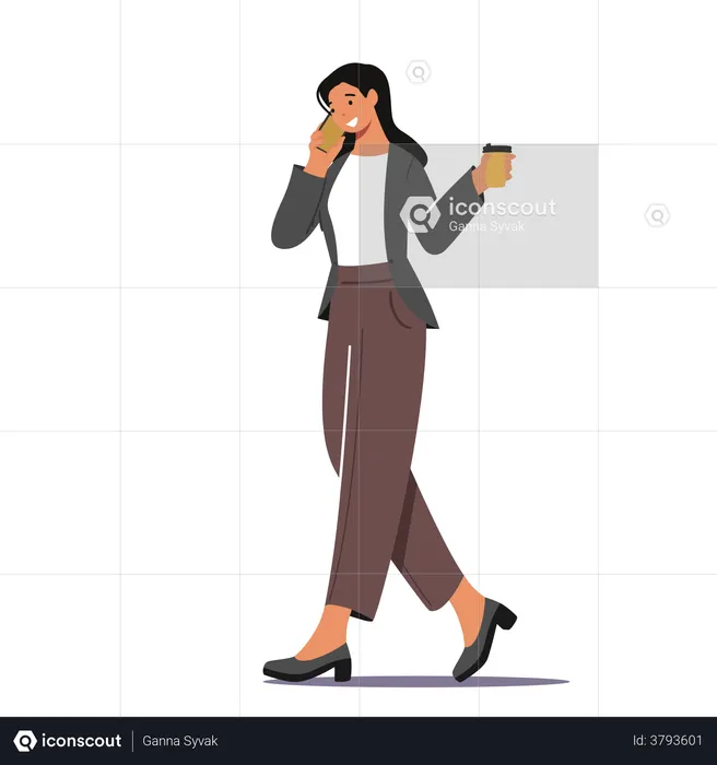Businesswoman Taking Refreshment Coffee  Illustration