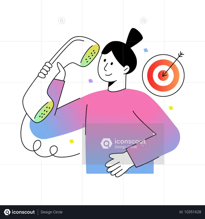 Businesswoman Talking About Target on Call  Illustration