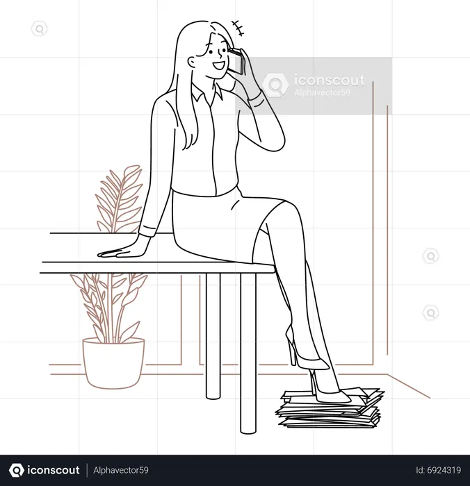 Businesswoman talking on mobile  Illustration