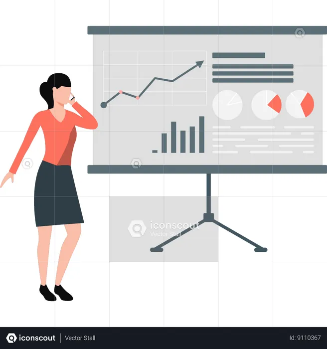 Businesswoman talking on mobile  Illustration