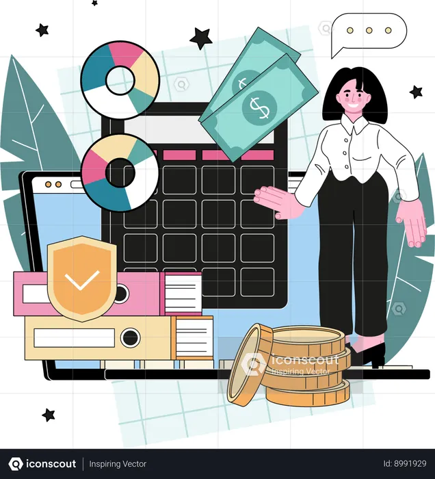 Businesswoman targets financial aim  Illustration