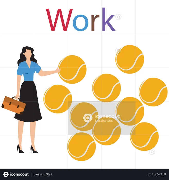 Businesswoman telling about business work  Illustration