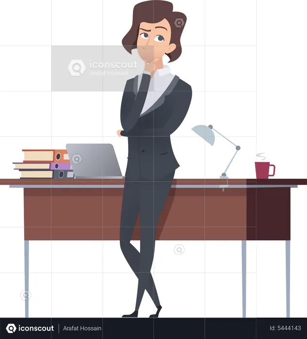 Businesswoman thinking at office  Illustration