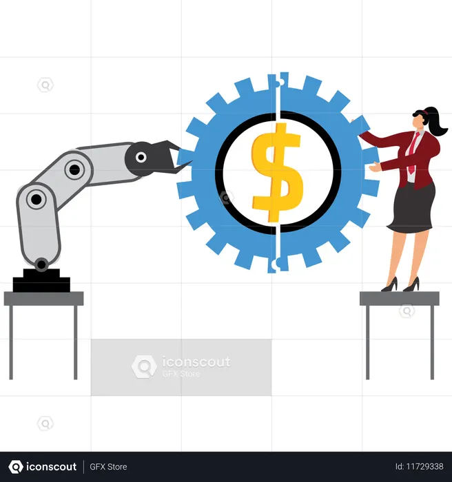 첨단 기술을 활용하는 사업가  일러스트레이션