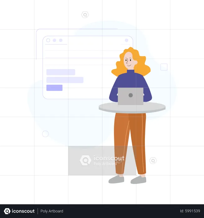 Businesswoman using laptop  Illustration