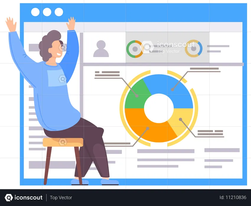 Businesswoman viewing at business pie chart  Illustration