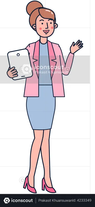 Businesswoman waiving hand  Illustration