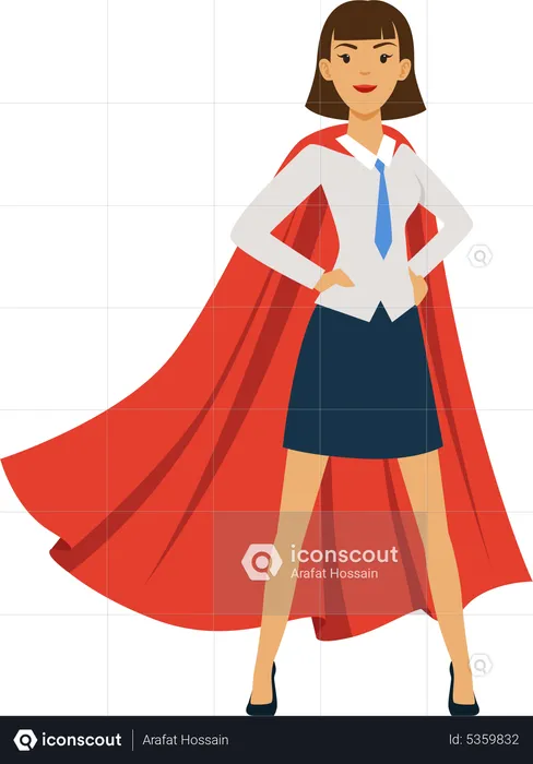 Businesswoman Wear Cape  Illustration