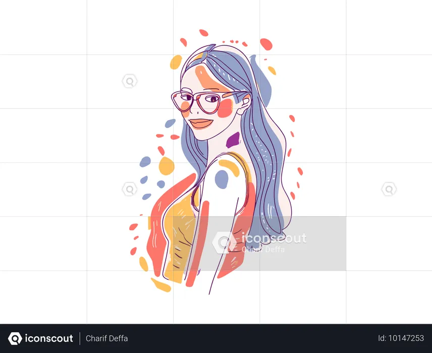 Businesswoman wearing eye spectacles  Illustration