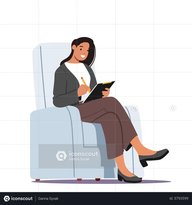 Businesswoman Wearing Formal And Sitting In Armchair  Illustration