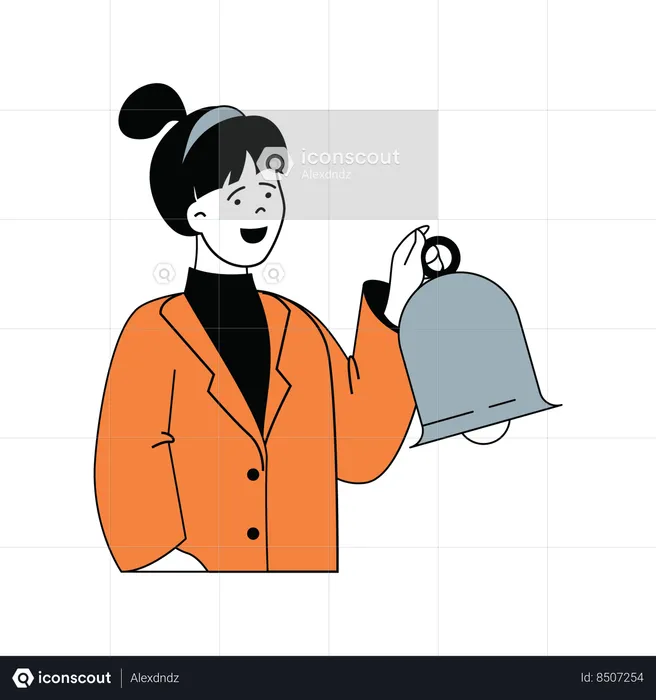 Businesswoman with bell  Illustration