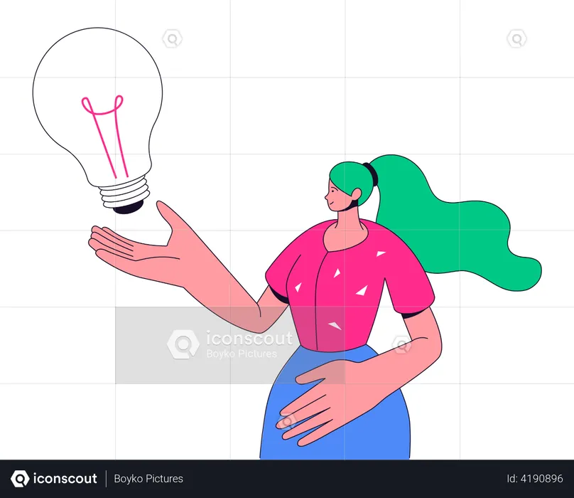Businesswoman with bright plan  Illustration