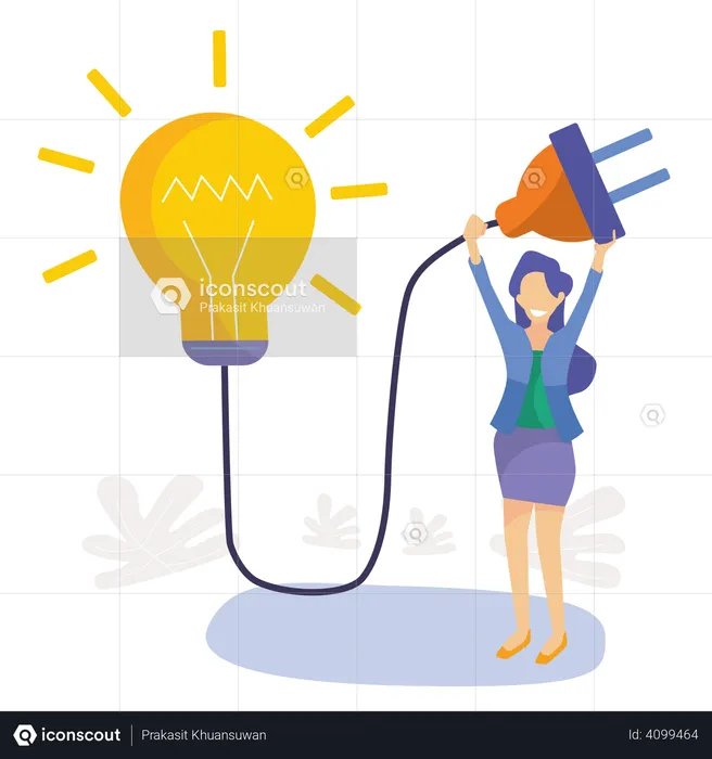 Businesswoman with bright plan  Illustration