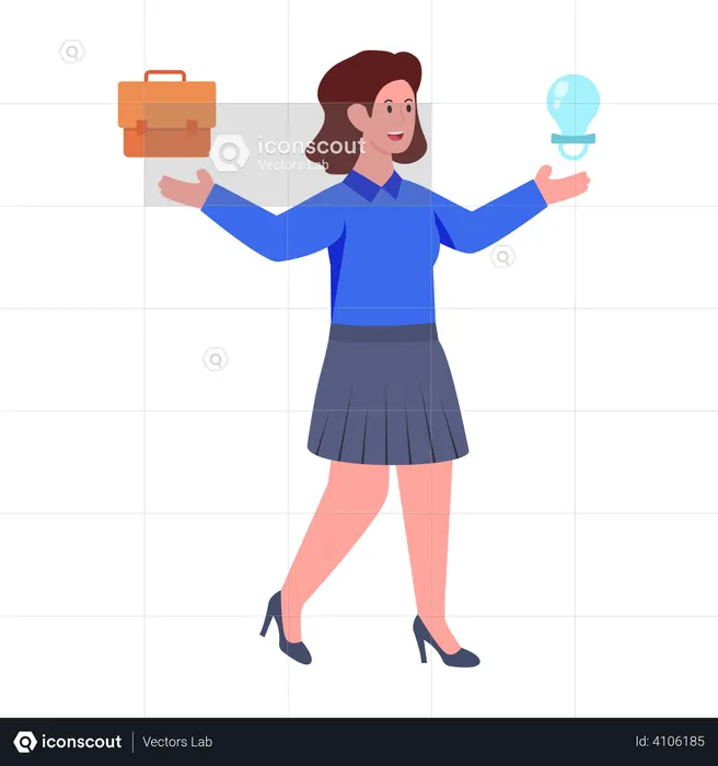 Businesswoman with business idea  Illustration