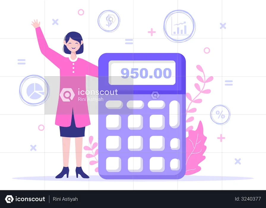 Businesswoman with calculator  Illustration