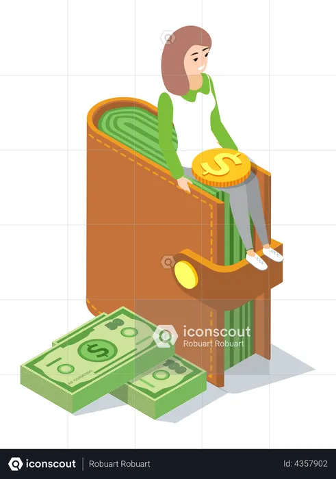 Businesswoman with cash  Illustration