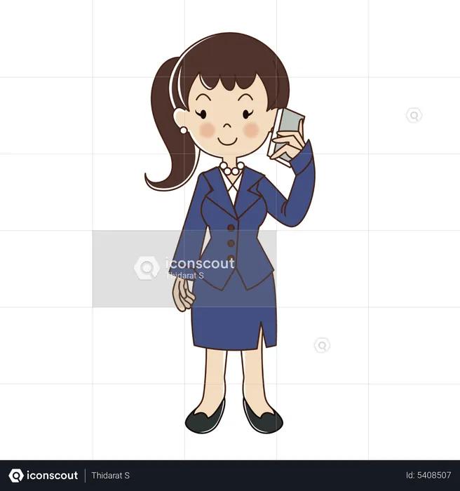 Businesswoman with cell phone  Illustration