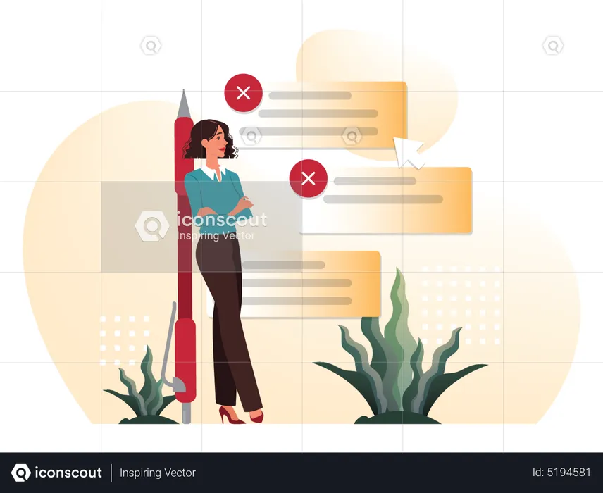 Businesswoman with completed tasks  Illustration