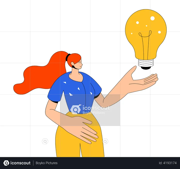 Businesswoman with creative idea  Illustration