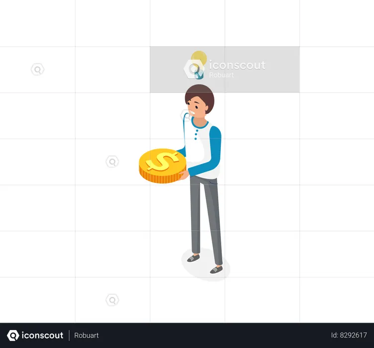 Businesswoman With Golden Coin  Illustration