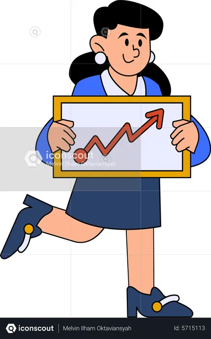 Businesswoman with growth chart  Illustration