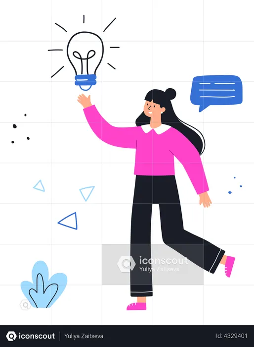 Businesswoman with idea  Illustration