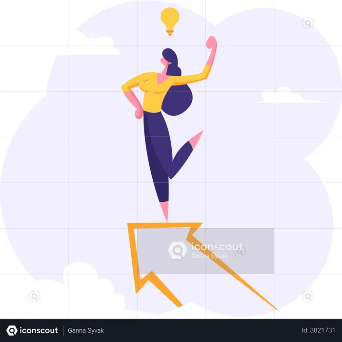 Businesswoman with success idea  Illustration