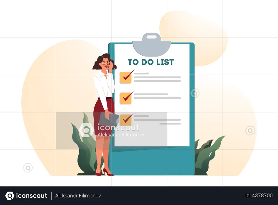 Businesswoman with  to do list  Illustration