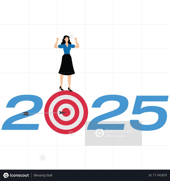 Businesswoman with Year-2025-target  Illustration