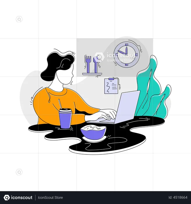 Businesswoman working at office hours  Illustration