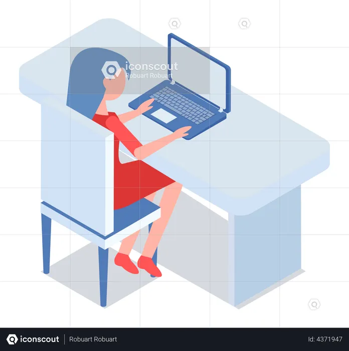 Businesswoman working at office  Illustration